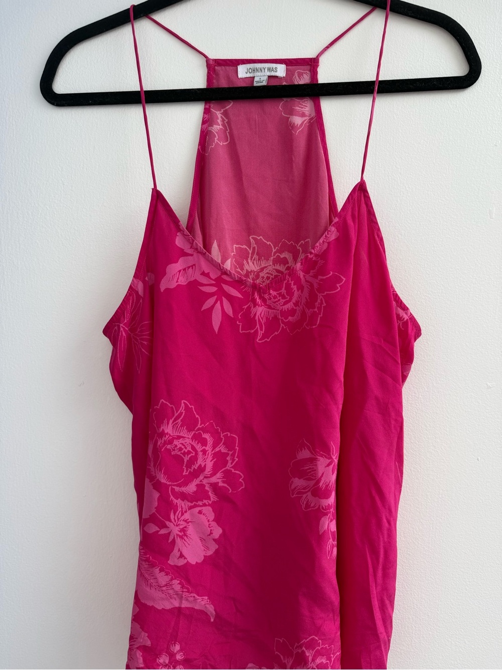 Johnny Was Pink Floral Racerback Cami Tank Top Size L